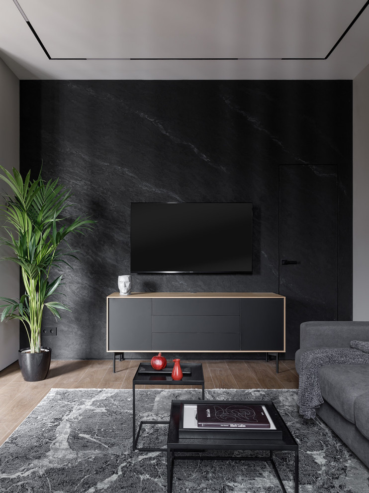 Реализованная квартира под сдачу в темных тонах в ЖК Притяжение