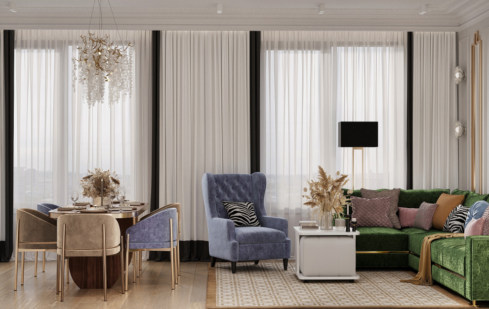 Стильный интерьер с элементами ар-деко в ЖК Петровский квартал на воде - 99 м2