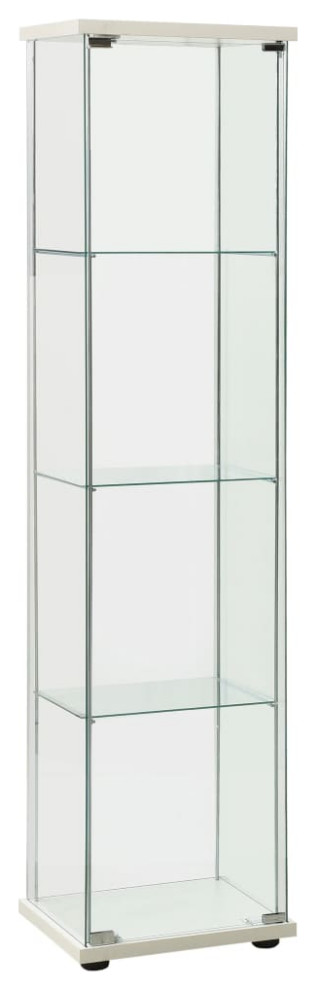 vidaXL Storage Cabinet 4-Shelf Glass Display Cabinet Tempered Glass White