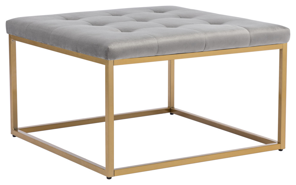 Square Tufted Upholstered Ottoman - Contemporary - Footstools And ...