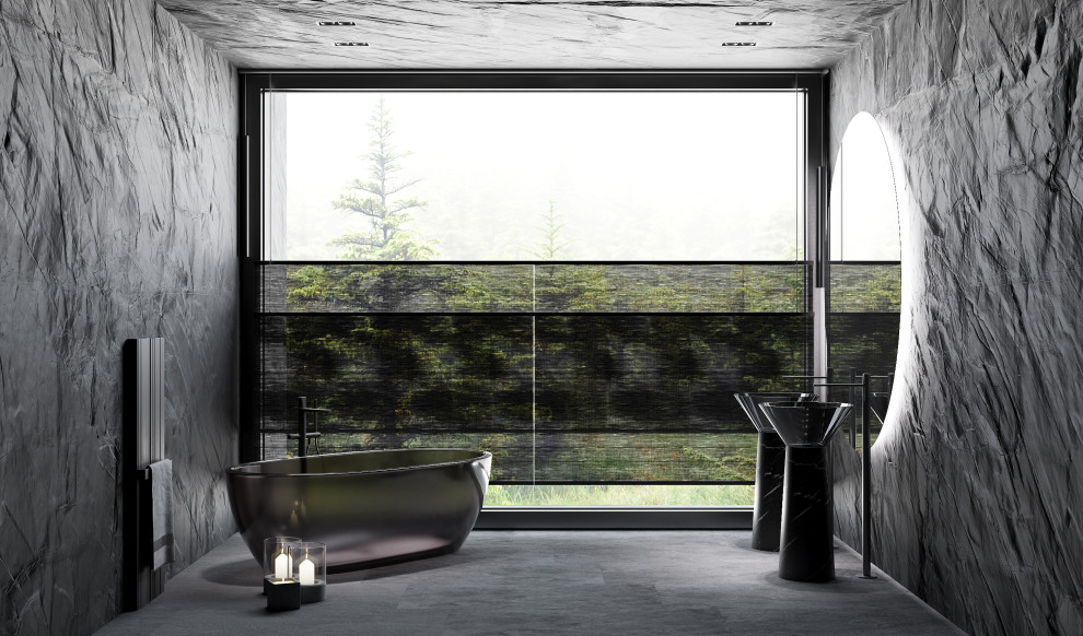 Ванная в черном цвете