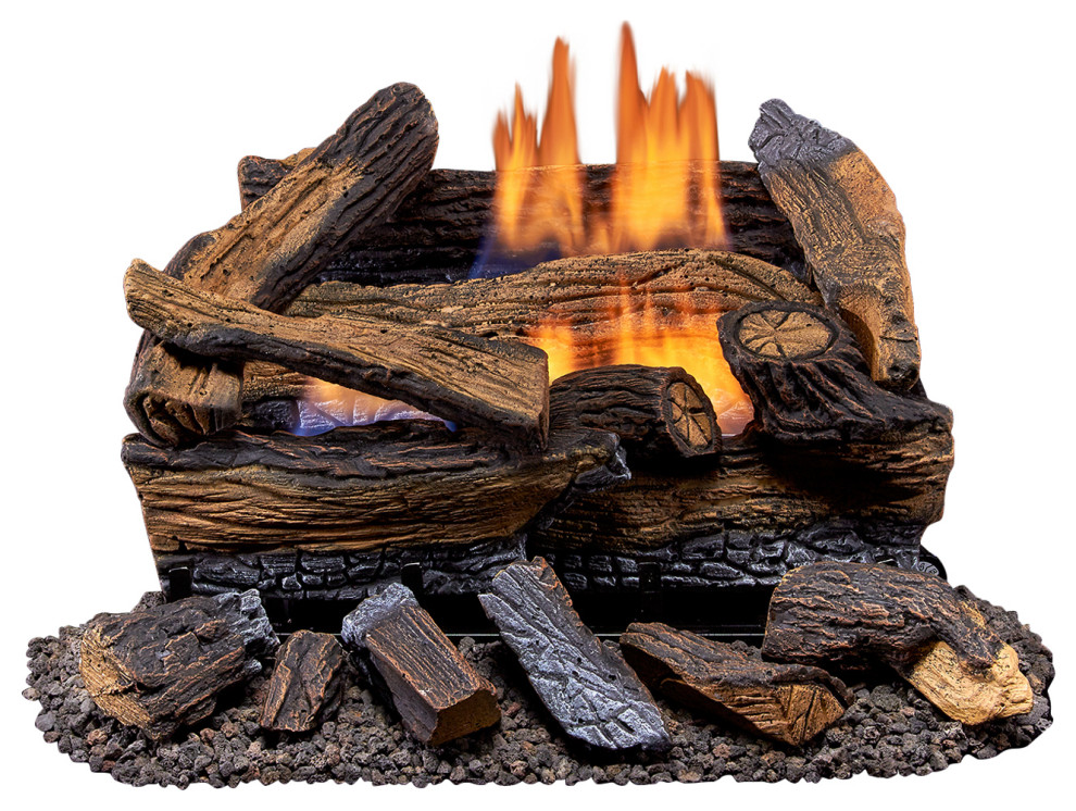 Duluth Ventless Propane Gas Log Set, 18" 30,000 BTU, Manual