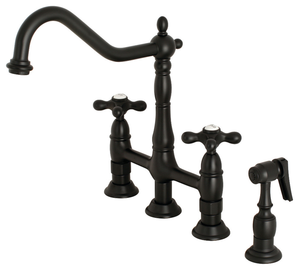 Kingston Brass Ks1270axbs 8 Inch Center Kitchen Bridge Faucet
