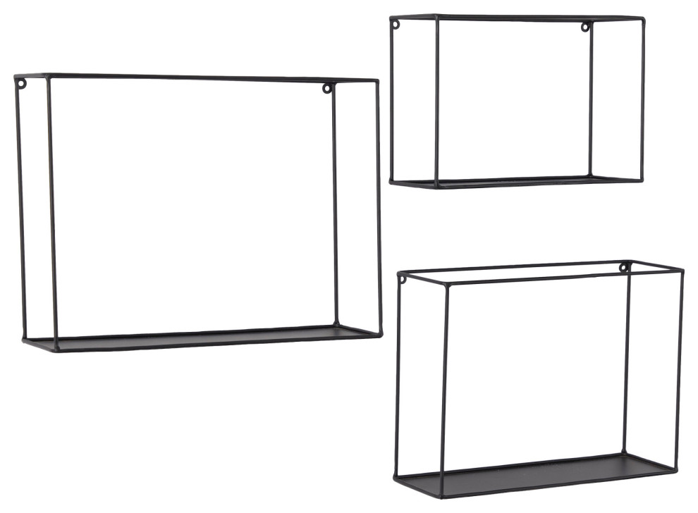 Modern Black Metal Wall Shelf 561968 Industrial Display And Wall Shelves by Brimfield