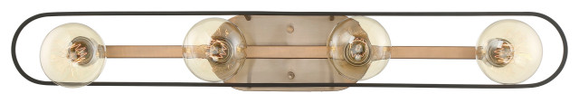 Chassis- 4 Light Vanity - Copper Brushed Brass and Matte Black Finish