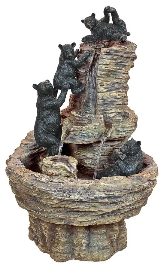Rocky Mountain Splash Bear Fountain Rustic Outdoor Fountains And