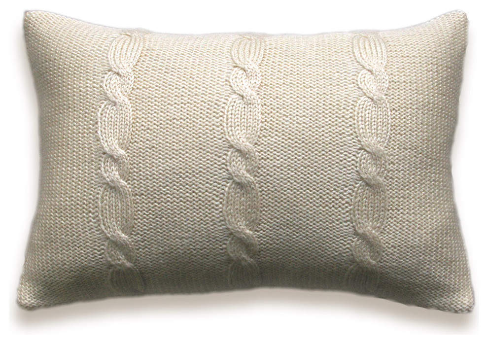 Decorative Cable Knit Pillow Cover In Ivory 12x18 inch