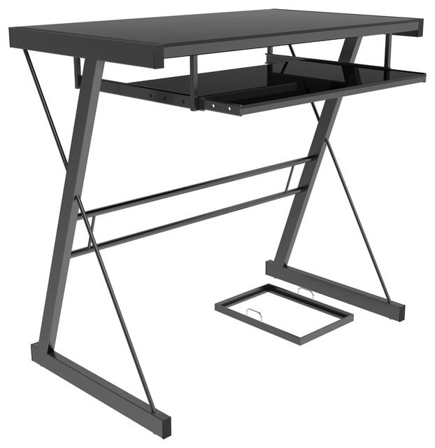 Ryan Rove Becker Metal And Glass Computer Desk Black Contemporary Ryan Rove Becker Metal And Glass Computer Desk Black