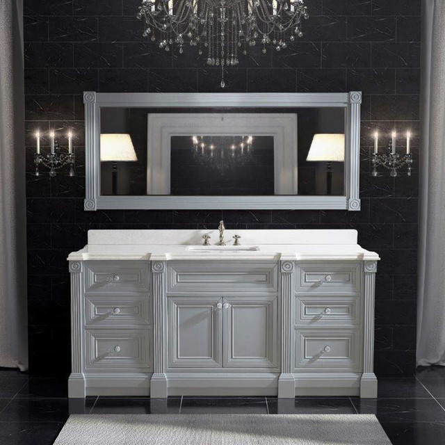 72 Inch Gray Finish Single Sink Bathroom Vanity Cabinet With Mirror Transitional Bathroom Philadelphia By Vanities For Bathrooms Houzz Uk