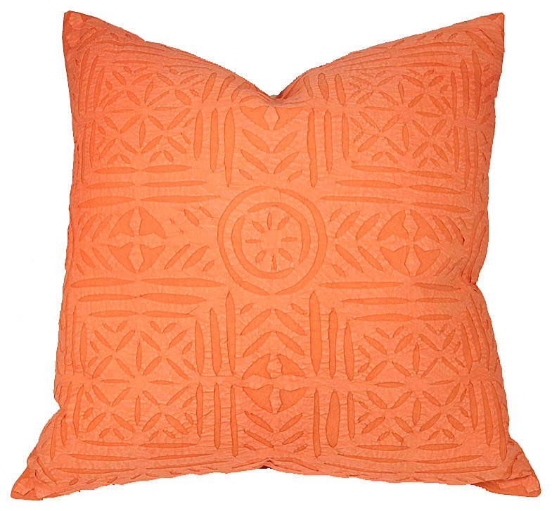 Applique Pillow Cover, Mango Orange