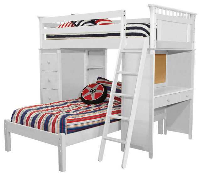 Bennington Loft Bed With Desk Bookcase Drawers And Lower Platform Bennington Loft Bed With Desk Bookcase Drawers And Lower Platform White Contemporary Beds By Bolton Furniture Inc