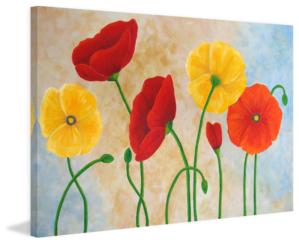 Marmont Hill, "Poppies" by Nicola Joyner Painting Print on Wrapped Canvas, 60x40