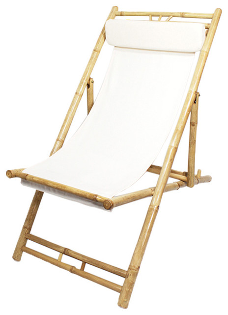Waimea Bamboo Folding Sling Chair, Set of 2, Natural/White