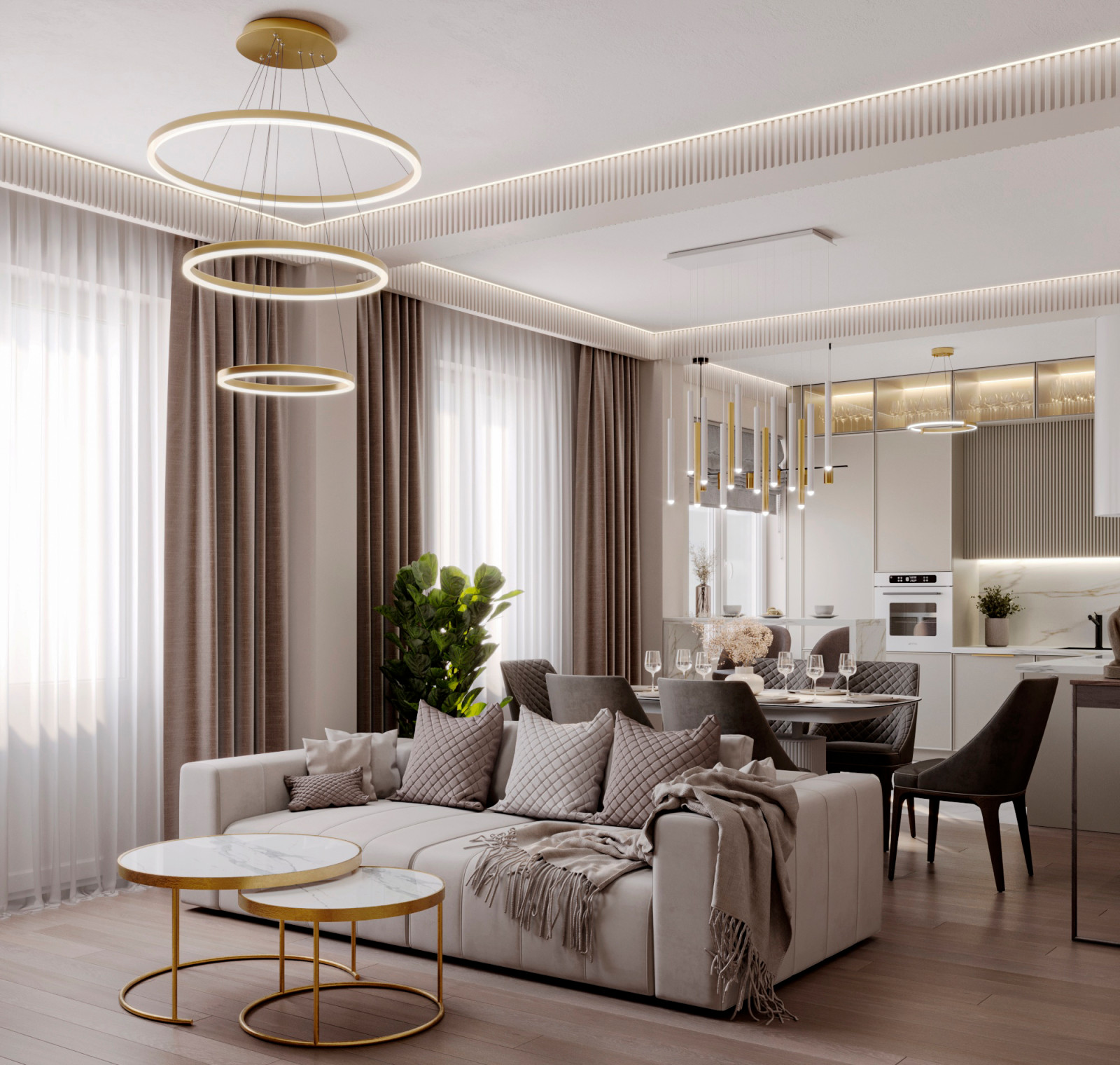 Кухня-гостиная, "неоклассическая современность" :)