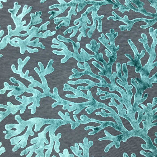 Scuba-Coral Burnout Velvet Upholstery Fabric, Yard - Beach Style ...