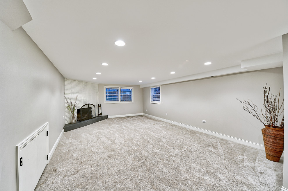 Inspiration for a transitional basement remodel in Chicago
