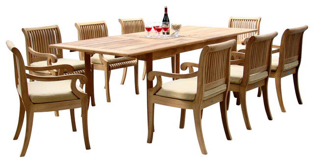 9 Piece Teak Dining Set 94 Extension Rectangle Table 8 Giva Arm 9 Piece Teak Dining Set 94 Extension Rectangle Table 8 Giva Arm