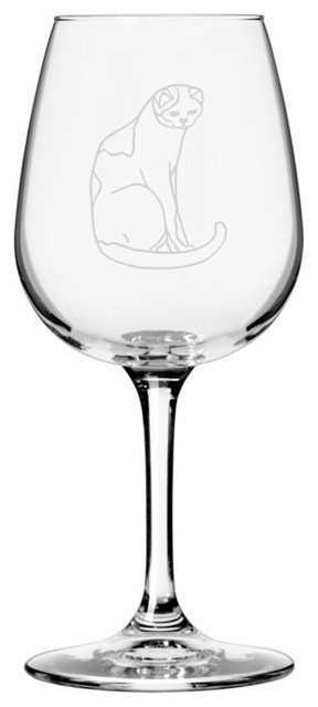 Domestic Shorthair, Sitting Cat All Purpose 12.75oz. Libbey Wine Glass