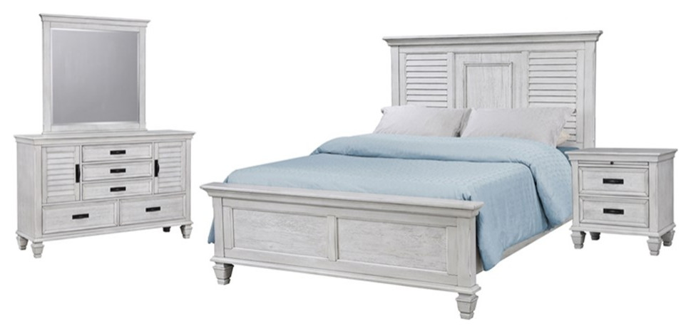 Coaster Franco 4-piece Eastern King Panel Wood Bedroom Set in Antique White