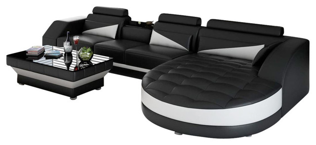 Largo Round Sectional Contemporary Sofas Other By Largo Round Sectional Black W Snow White Trim Add Matching Coffee Table