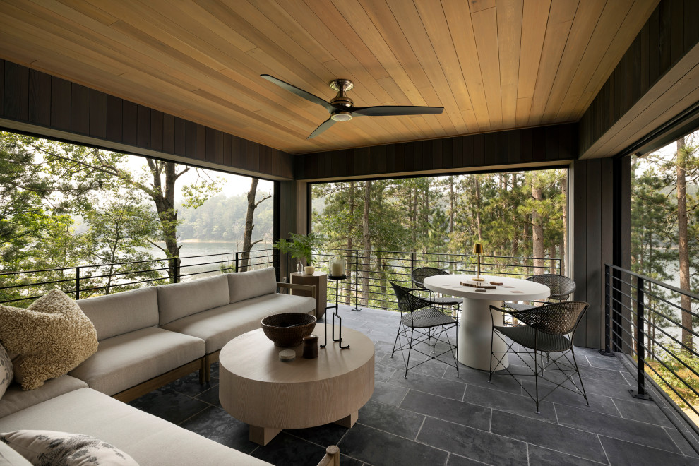 Inspiration for a rustic porch remodel in Minneapolis