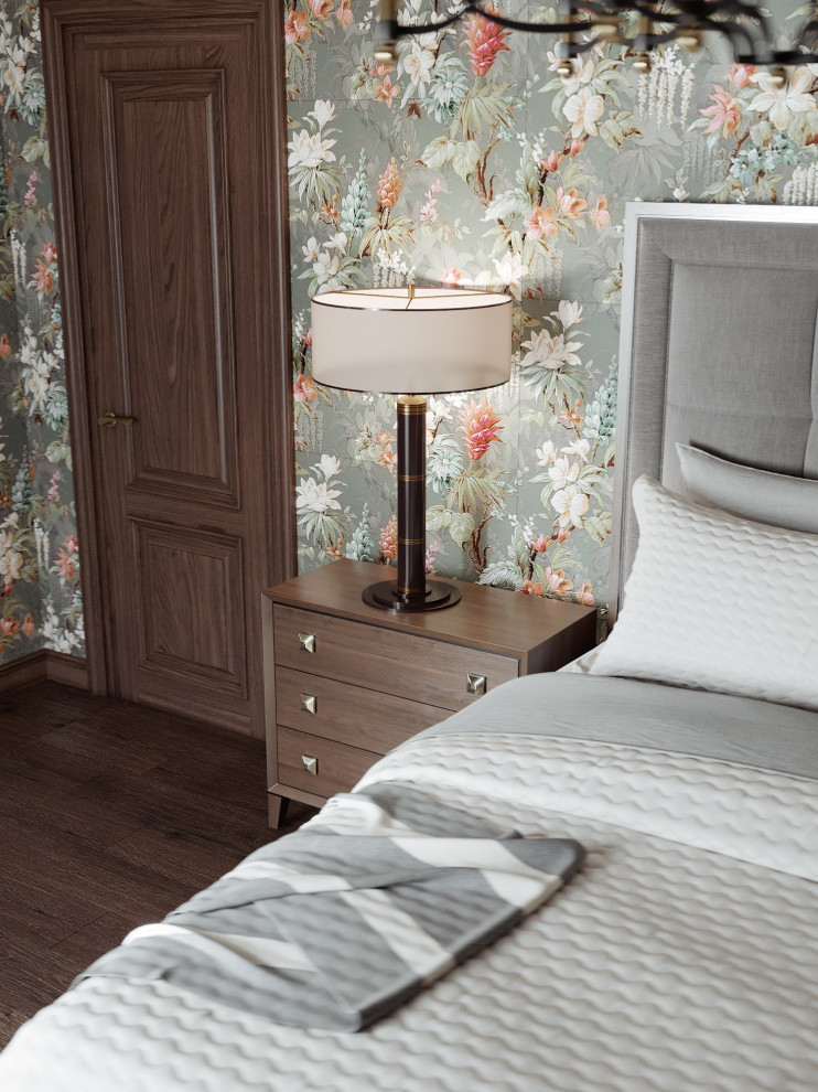 Спальня загородного дома с гардеробной, 29 кв.м