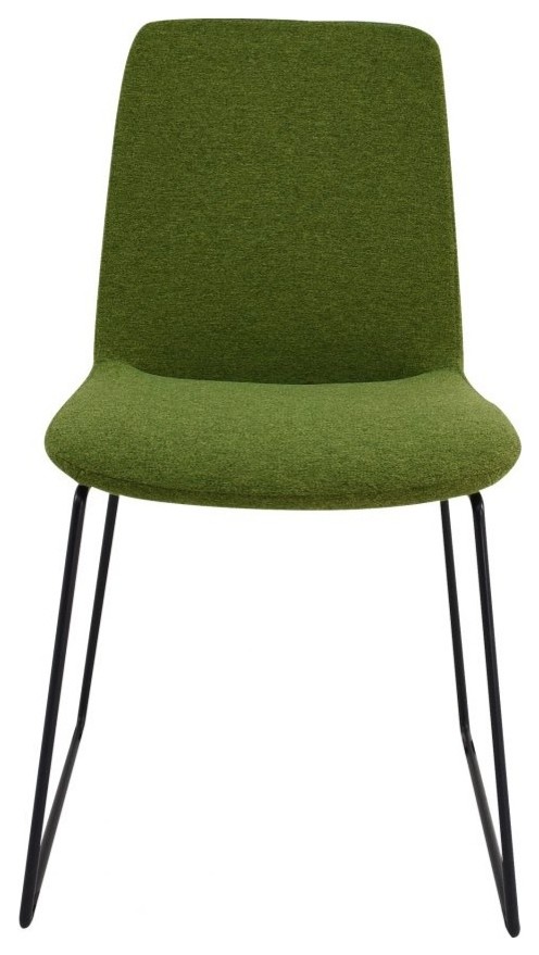 18 W Set Of 2 Dining Chair Runner Style Steel Legs Mossy Green Armless