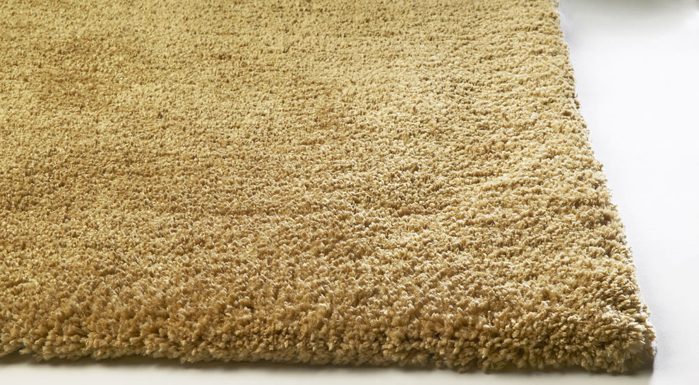 Bliss 1567 Gold Shag Rug, 6' Round Contemporary Area Rugs by PlushRugs Houzz