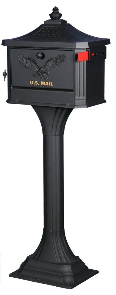Gibraltar Large Cast Aluminum Pedestal Mailbox, Black