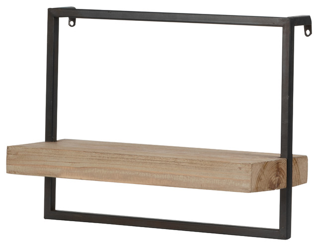 Wood Iron Wall Shelf 15.5x6x12"