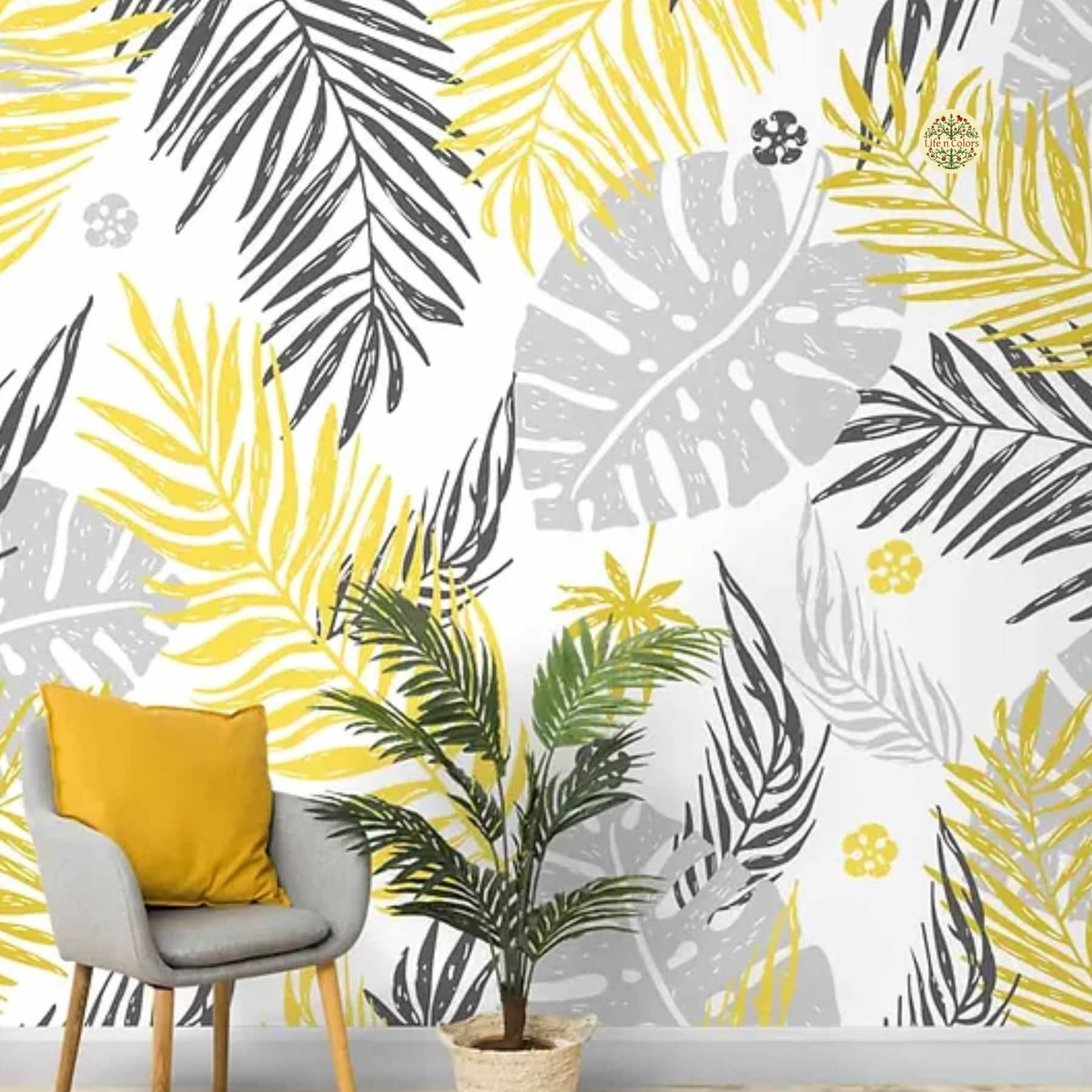 tropical dely 黄色いトロピカルスタイルのおしゃれなリビングのインテリア画像 75選 - 2025年3月 | Houzz (ハウズ)