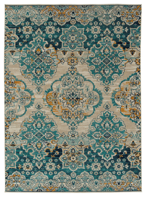 Kaleen Zuma Beach Collection Turquoise Gold Area Rug 9'x12 ...