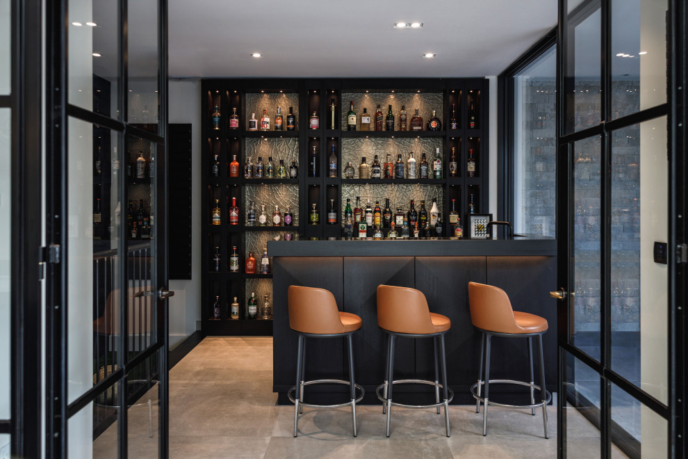 Home bar - contemporary home bar idea in Cheshire