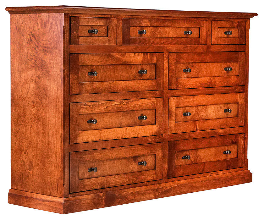 Mission Alder Nine Drawer Tall Dresser, 60w x 40h x 18d Dressers by