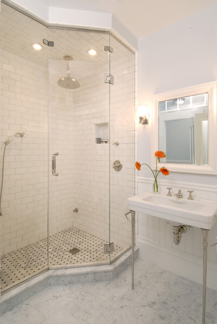 Greek Revival Bath with Transom Windows traditional-bathroom