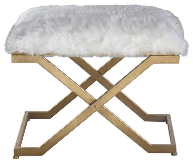 Uttermost Farran Fur Small Bench Contemporary Vanity Stools And Benches by ALCOVE LIGHTING