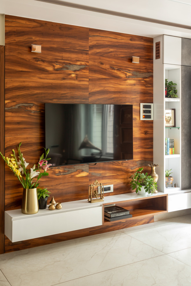 Row house Interior Project, Navi Mumbai Indian Living Room Mumbai