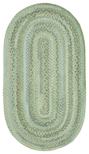 Harborview Braided Oval Rug, Green, 1'8"x2'6"