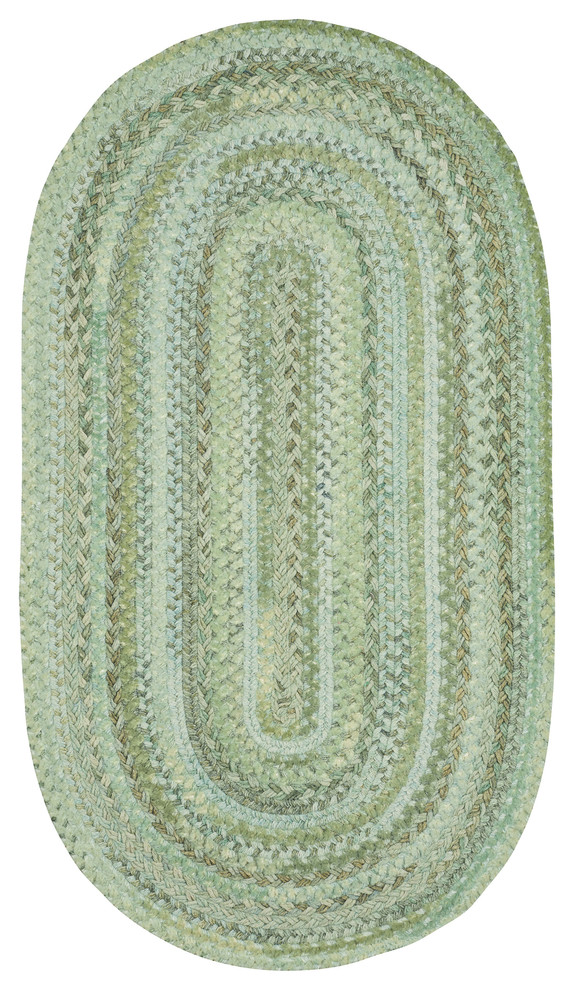 Harborview Braided Oval Rug, Green, 1'8"x2'6"