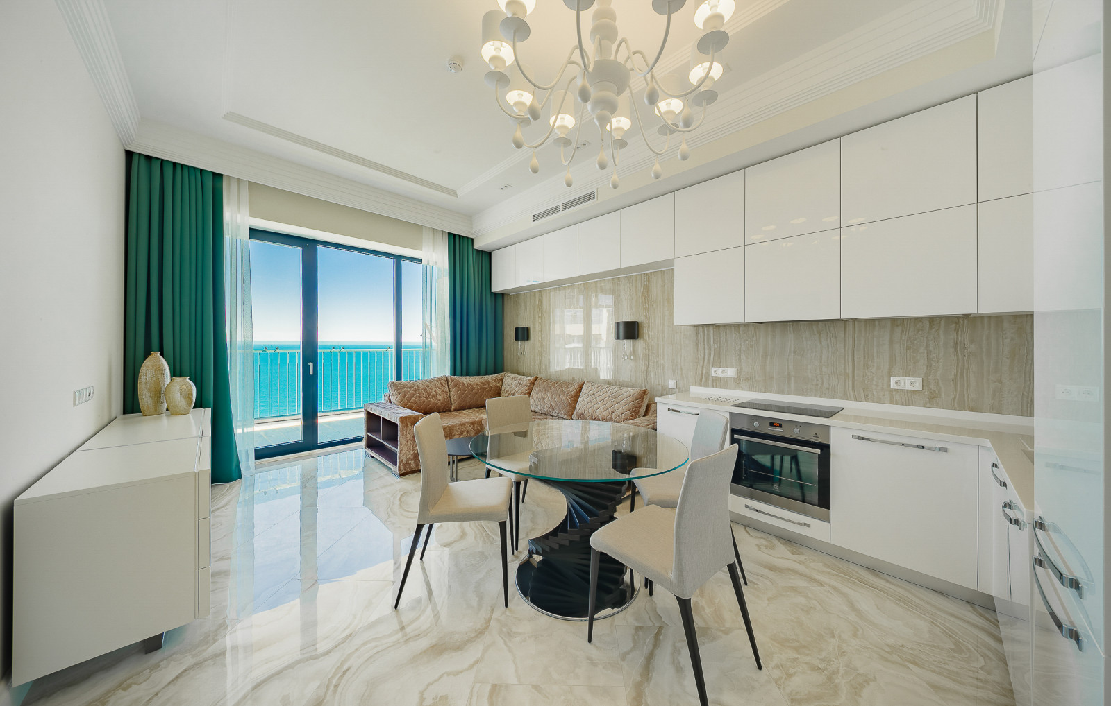 Апартаменты  ЖК "Актёр гэлакси" в современном морском стиле