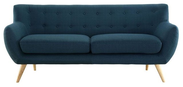 Jamon Upholstered Sofa In Azure Midcentury Sofas By Sovo Furniture Jamon Upholstered Sofa In Azure