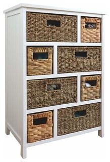 Traditional Chest of Drawers in Painted Solid Wood with 8 Storage