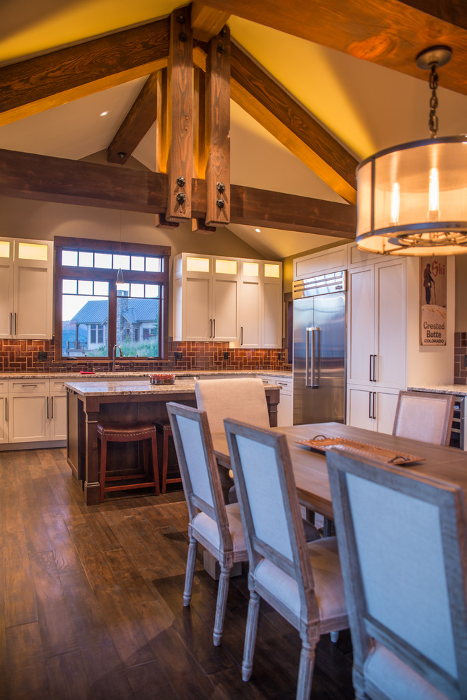 Mountain style kitchen photo in Denver