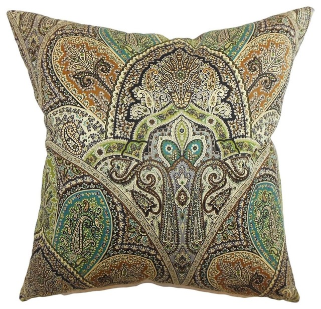 The Pillow Collection La Ceiba Paisley Pillow, Emerald & Reviews Houzz