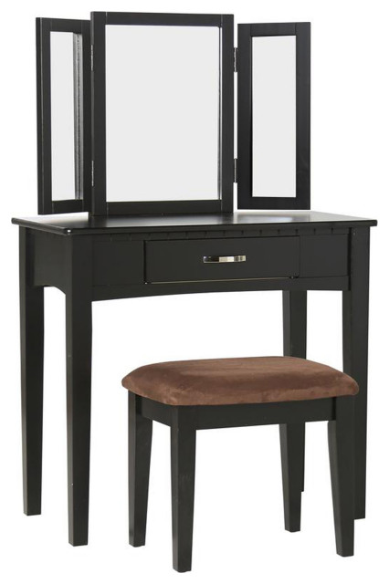 Benzara BM138072 Contemporary Style Vanity Table, Black - Transitional ...