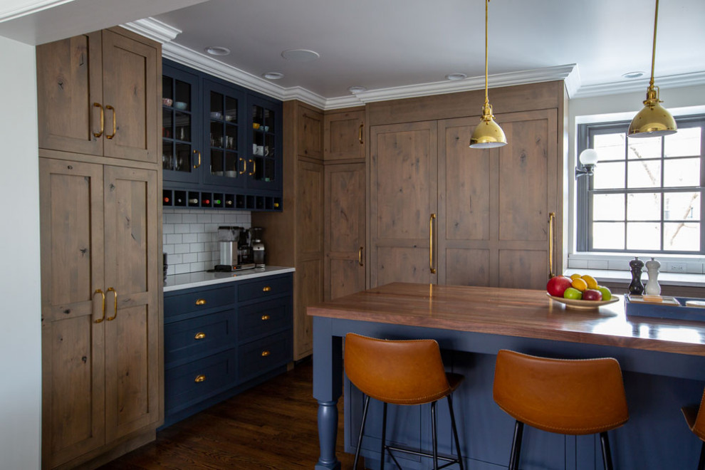 Example of a transitional kitchen design in New York