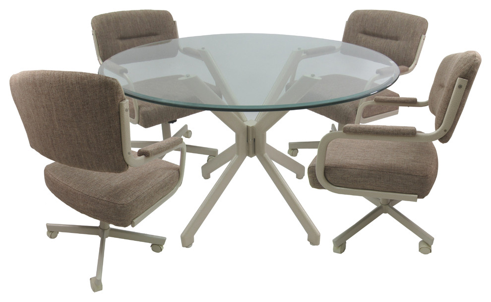 Glass Set Swivel Caster Chairs Basin Beige Contemporary