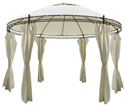vidaXL Gazebo Round Pop up Canopy Tent Pavilion with Curtains Cream white