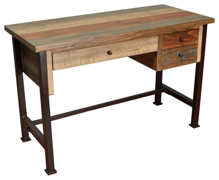 Bayshore Rustic Style 3-Drawer Writing Desk, Library Table