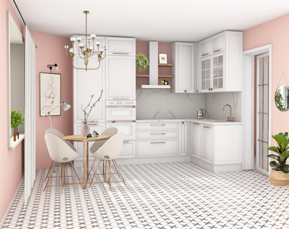Белая кухня в смешанном стиле неоклассика - сканди